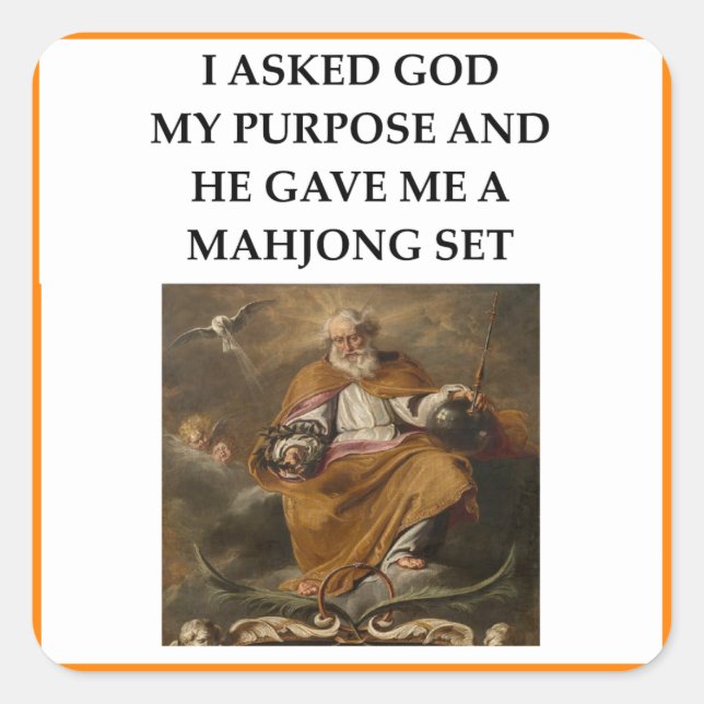 MAHJONG QUADRATISCHER AUFKLEBER (Vorderseite)