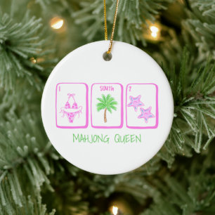 MAHJONG QUEEN Beach Mahjong Tiles Coastal Preppy Keramik Ornament