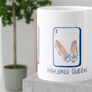 MAHJONG QUEEN Blue Stripe Flats Mahjong Preppy Jumbo-Tasse