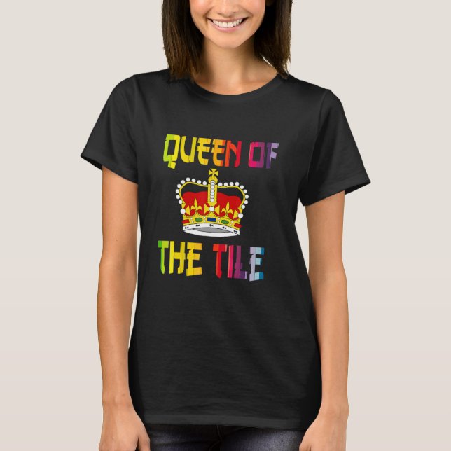 Mahjong Queen Fun Chinesisches jüdisches Spiel Dot T-Shirt (Vorderseite)