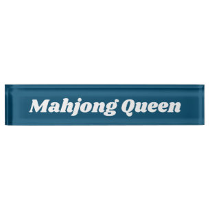 Mahjong Queen in Aquamarin Blue Namensplakette
