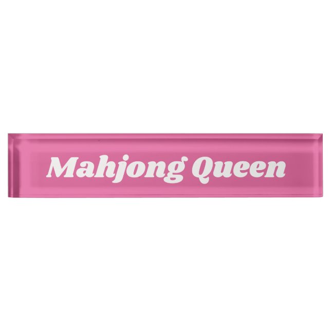 Mahjong Queen in Bright Pink Namensplakette (Vorderseite)