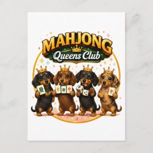Mahjong Queens Club Niedliche Dachshunde Feiertagspostkarte
