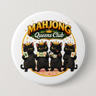 Mahjong Queens Club Niedliche schwarze Katzen Button