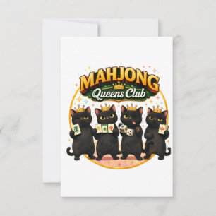 Mahjong Queens Club Niedliche schwarze Katzen Dankeskarte