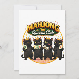 Mahjong Queens Club Niedliche schwarze Katzen Einladung