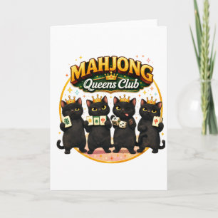 Mahjong Queens Club Niedliche schwarze Katzen Karte