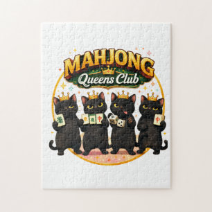 Mahjong Queens Club Niedliche schwarze Katzen Puzzle