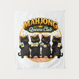 Mahjong Queens Club Niedliche schwarze Katzen Wandteppich