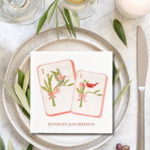 Mahjong Red Tile Napkins für Mahjong Party Deco