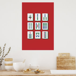 Mahjong-Schilfrohr-Kacheln Kunst Druck Poster