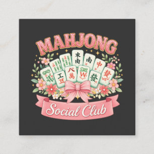 Mahjong-Social-Club Rosa Blumen-Schleife Begleitkarte