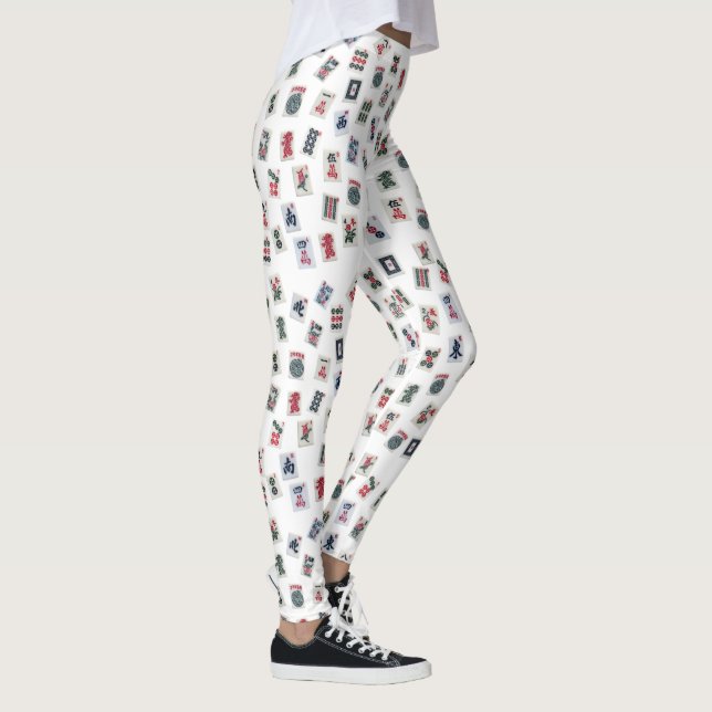 MahJong Spielfliesen-Design im amerikanischen Stil Leggings (Rechts)