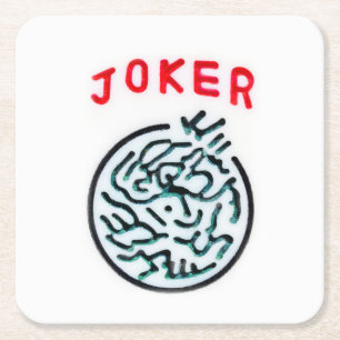 MahJong-Spielsymbol Joker-Kachel Rechteckiger Pappuntersetzer