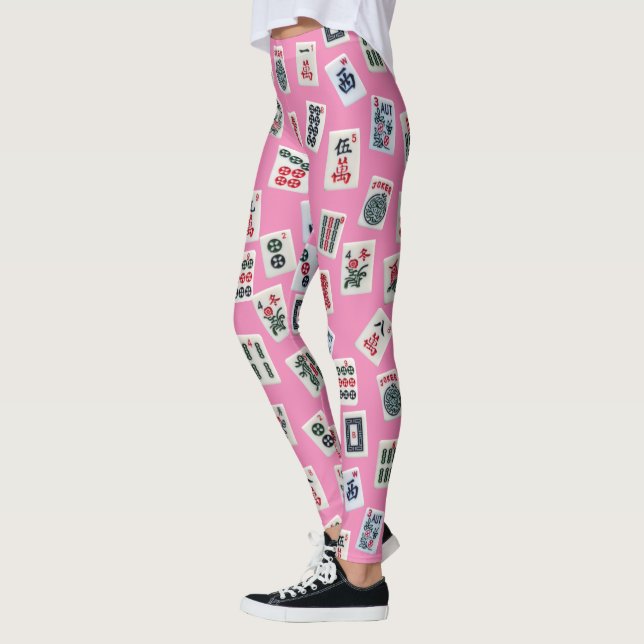 MahJong-Symbole auf Rosa Leggings (Links)
