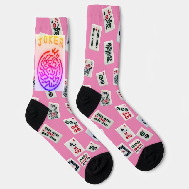 MahJong-Symbole auf Rosa Socken (Rechts)