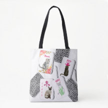 Mahjong-Tasche mit Katzen-Kacheln
