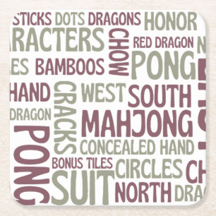 Mahjong-Terminologie Rechteckiger Pappuntersetzer