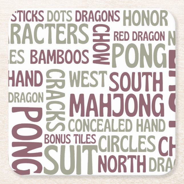 Mahjong-Terminologie Rechteckiger Pappuntersetzer (Vorderseite)