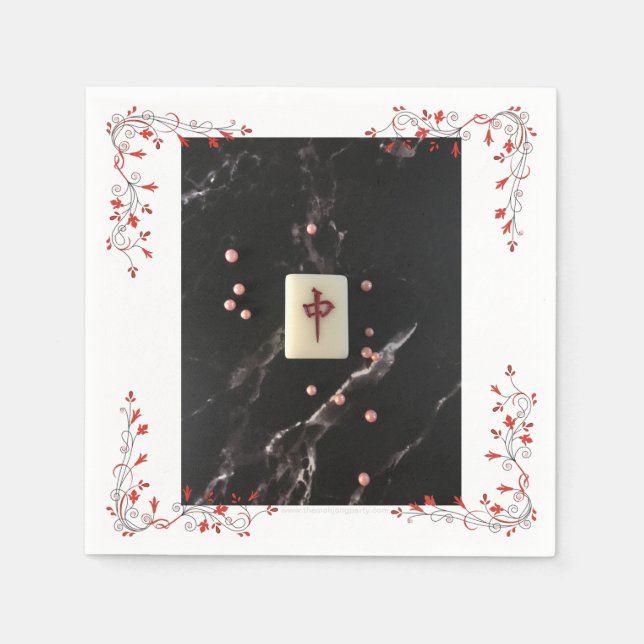 Mahjong thematisierte Serviette mit dem Roten Drac (Vorderseite)