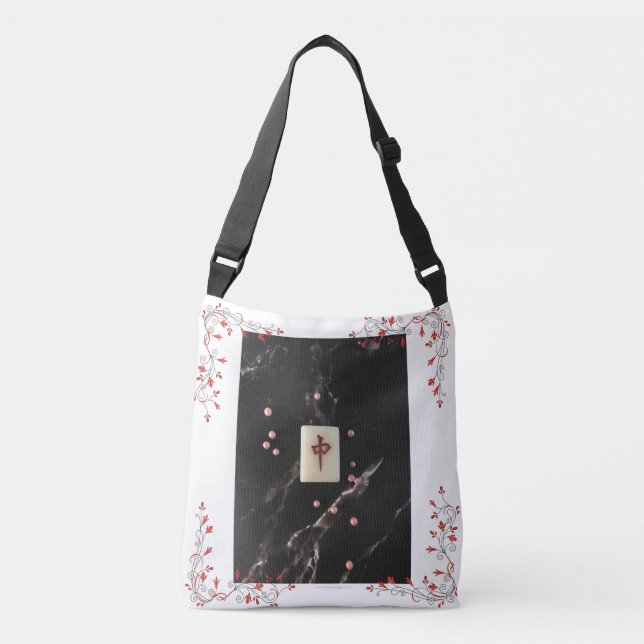 Mahjong themed Crossbody Bag mit dem Roten Drachen Tragetaschen Mit Langen Trägern (Vorderseite)