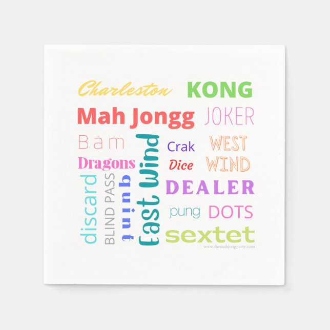 Mahjong themed napkin mit amerikanischem Mah Jongg Serviette (Vorderseite)