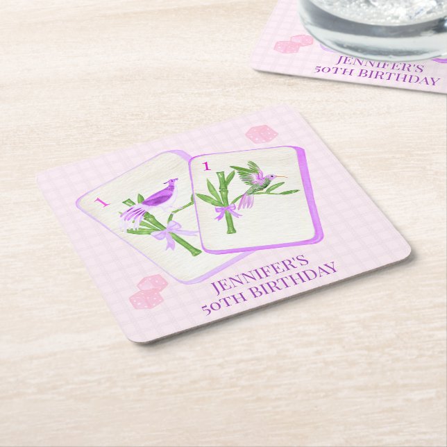 Mahjong Tile Napkins für Mahjong Party Deco Rechteckiger Pappuntersetzer (angewinkelt)