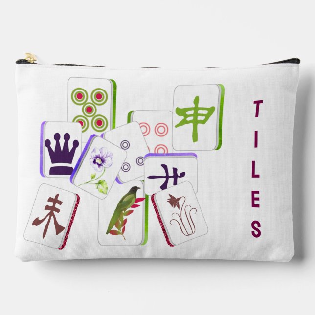 Mahjong Tile Zipped Bag Zubehörtasche (Vorderseite)