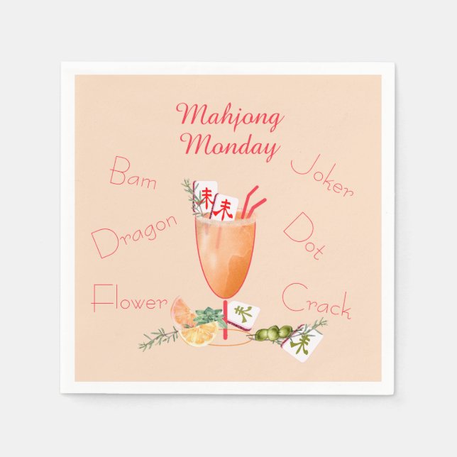 Mahjong Tiles and Cocktail Paper Napkin Serviette (Vorderseite)