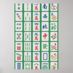 Mahjong Tiles auf Green Poster