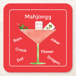 Mahjong Tiles in einem Martini-Untersetzer Rechteckiger Pappuntersetzer
