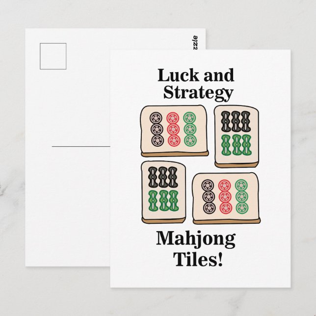 Mahjong Tiles Luck Strategy Player Fans Postkarte (Vorne/Hinten)