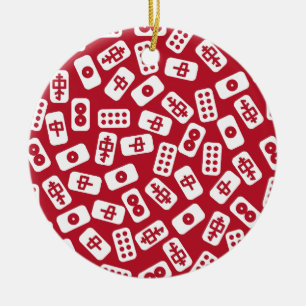 Mahjong Tiles Merry Christmas Keramik Ornament