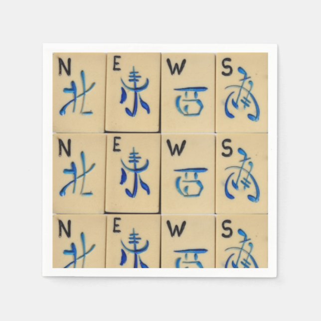MAHJONG TILES Napkins NIEDLICHE NEWS Kacheln Party Serviette (Vorderseite)