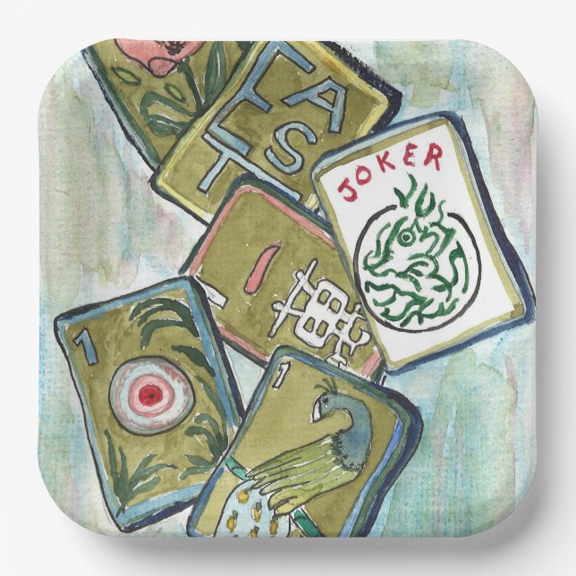 Mahjong Tiles Pappteller (Vorderseite)