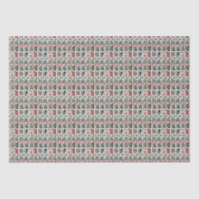 Mahjong Tiles Pattern Seidenpapier (Vorderseite)