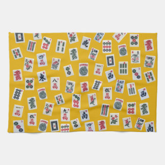 MahJong tiles (symbols) on yellow Geschirrtuch