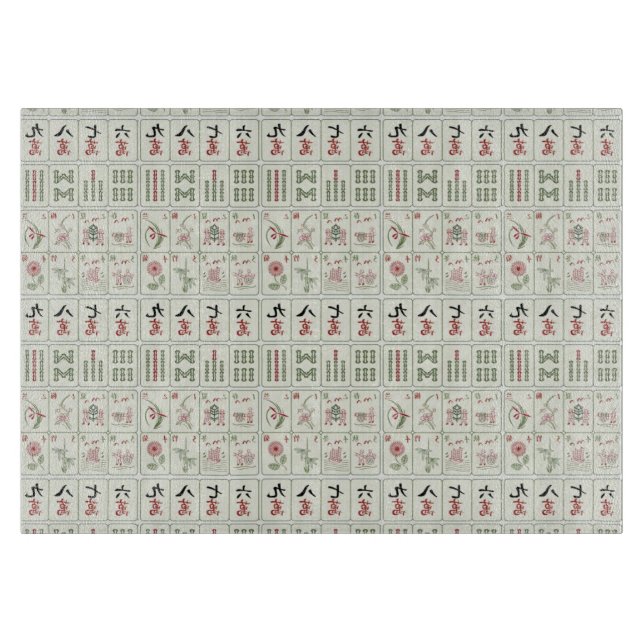 Mahjong Tiles Tempered Glas Schneidebrett (Vorderseite)
