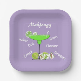 Mahjong Tiles und Margarita Lila Paper Plate Pappteller