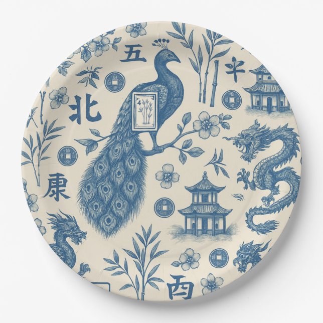 Mahjong Toile Paper Plates Pappteller (Vorderseite)
