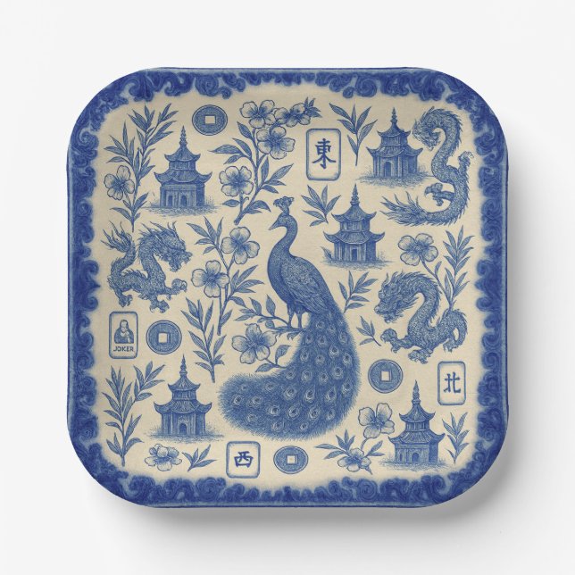 Mahjong Toile Paper Plates Pappteller (Vorderseite)