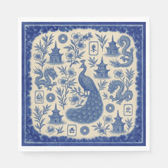 Mahjong Toile Servietten oder Gästetücher (Vorderseite)