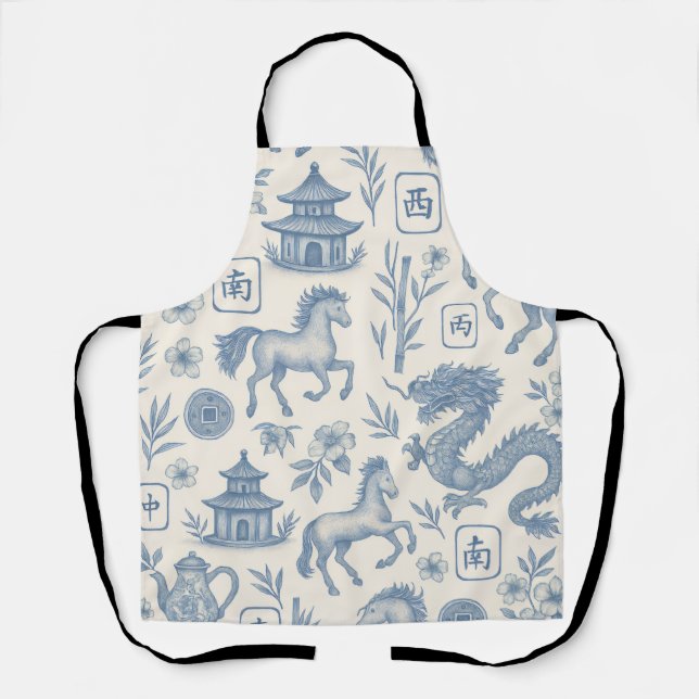 Mahjong Toile - Year of the Horse Apron Schürze (Vorderseite)