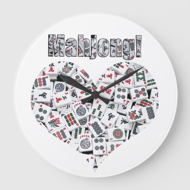 Mahjong-Uhr Große Wanduhr (Vorderseite)