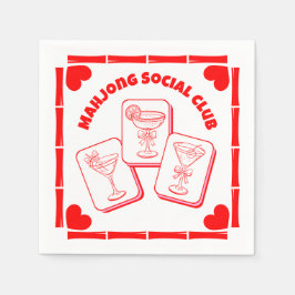 Mahjong Valentine's Party Cocktail Serviette