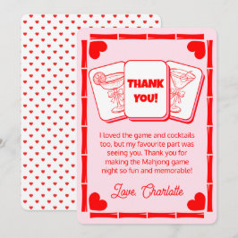 Mahjong Valentine's Pink Thank You Card Einladung