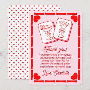 Mahjong Valentinstag Cocktail Dankeschön-Karte Einladung