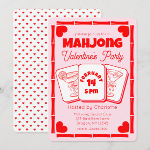 Mahjong Valentinstag-Rosa-Party-Einladung Einladung