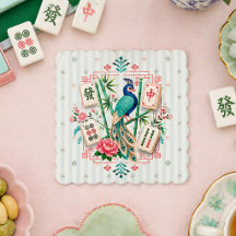 Mahjong Vogel Blumenuntersetzer Elegant