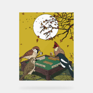 Mahjong Vögel spielen Spiel Acrylschild